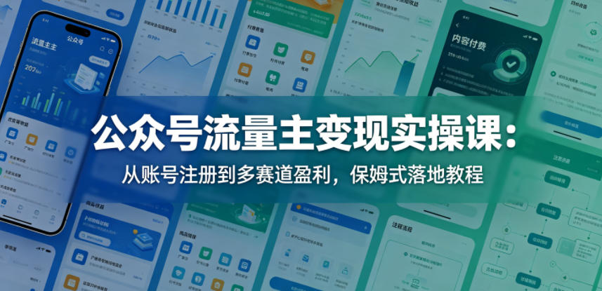 公众号流量主变现实操课：从账号注册到多赛道盈利，保姆式落地教程-AI学习资源网