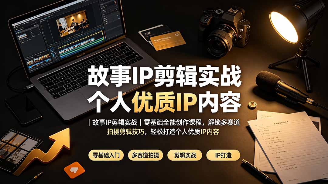 故事IP剪辑实战｜零基础全能创作课程，解锁多赛道拍摄剪辑技巧，轻松打造个人优质IP内容-AI学习资源网
