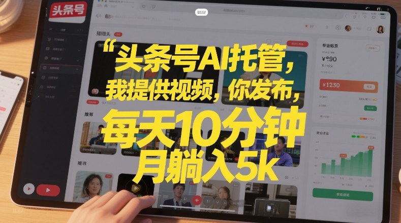 头条号AI托管，我提供视频，你发布，每天10分钟，月躺入5k+【揭秘】-AI学习资源网