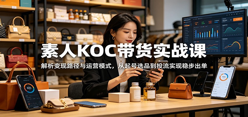 素人KOC带货实战课：解析变现路径与运营模式，从起号选品到投流实现稳步出单-AI学习资源网