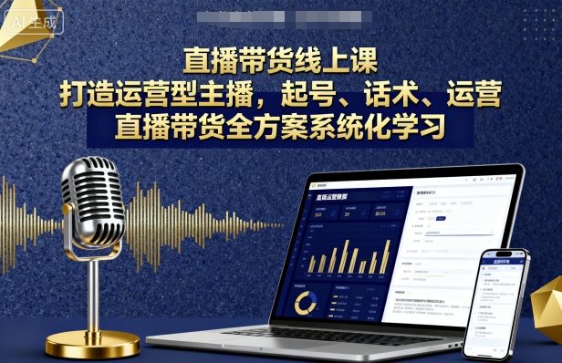 直播带货线上课，打造运营型主播，起号、话术、运营，直播带货全方案系统化学习-AI学习资源网