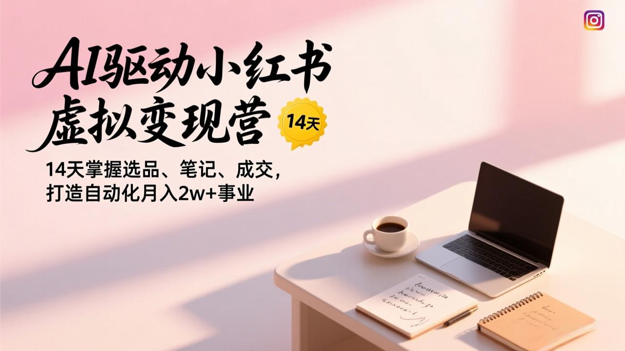 AI驱动小红书虚拟变现营，14天掌握选品、笔记、成交，打造自动化月入2w+事业-AI学习资源网