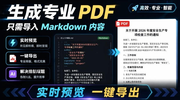只需导入Markdown内容，实时预览一键导出专业PDF！轻松解决AI生成内容排版问题Presto-AI学习资源网