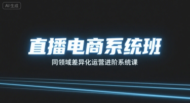 直播电商系统班，同领域差异化运营进阶系统课-AI学习资源网