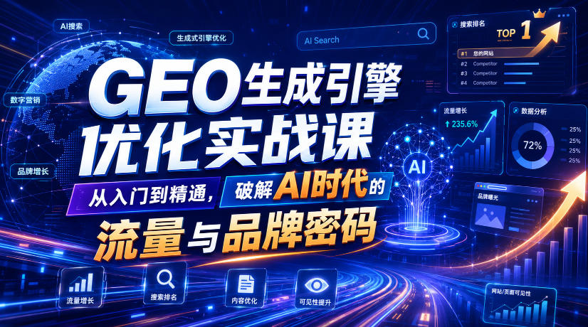 GEO生成引擎优化实战课,从入门到精通,破解AI时代的流量与品牌密码-AI学习资源网