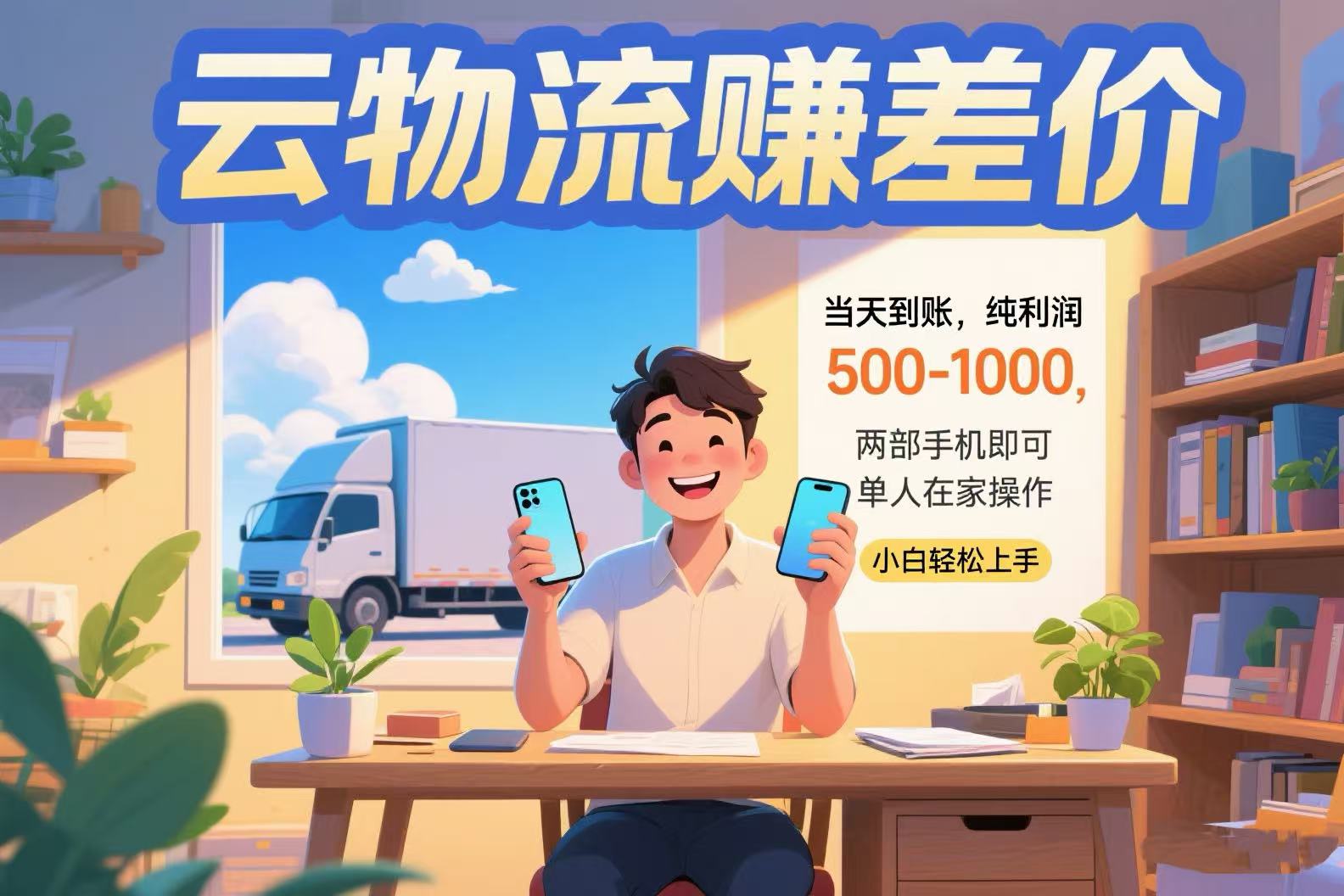 云物流赚差价 当天到账纯利润500-1000 两部手机即可 可单人在家操作 小…-AI学习资源网