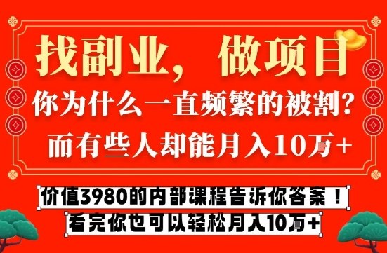 价值3980的网创内部课程，告诉你互联网创业月入10个W的秘密【揭秘】-AI学习资源网