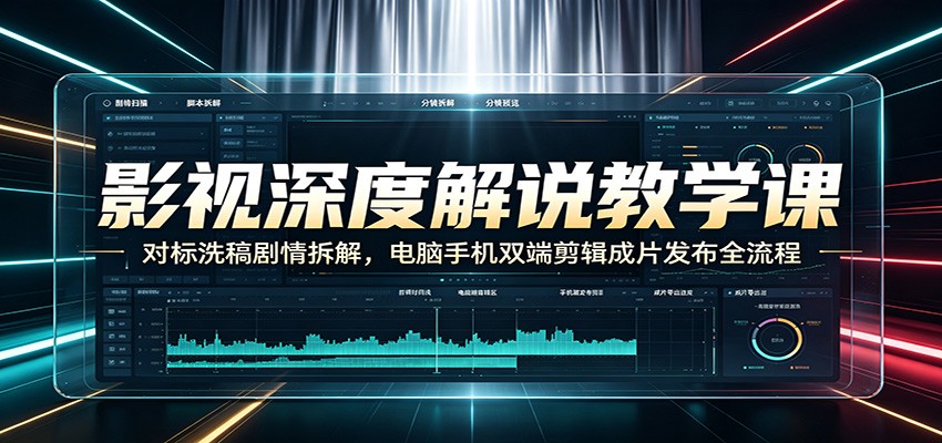 影视深度解说教学课:对标洗稿剧情拆解,电脑手机双端剪辑成片发布全流程-AI学习资源网