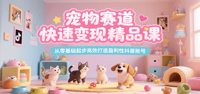 宠物赛道快速变现精品课，从零基础起步高效打造盈利性抖音账号-AI学习资源网