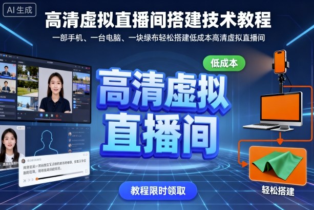 高清虚拟直播间搭建技术教程，一部手机、一台电脑、一块绿布轻松搭建低成本高清虚拟直播间-AI学习资源网