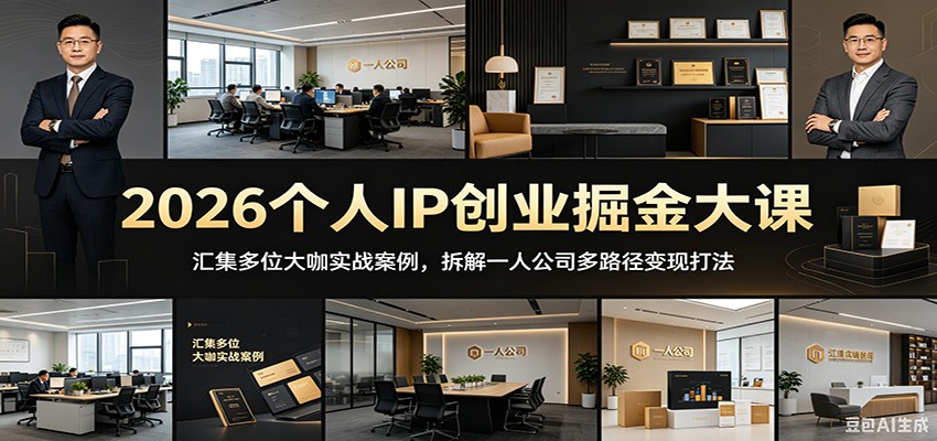 2026个人IP创业掘金大课：汇集多位大咖实战案例，拆解一人公司多路径变现打法-AI学习资源网