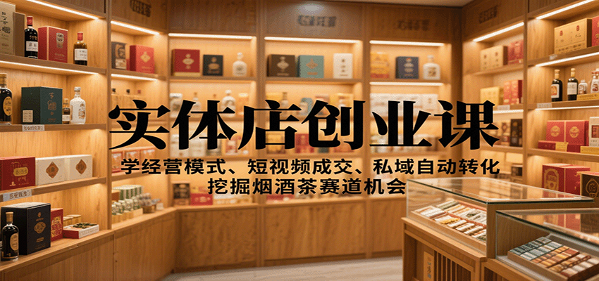 实体店创业课：学经营模式、短视频成交、私域自动转化，挖掘烟酒茶赛道机会-AI学习资源网