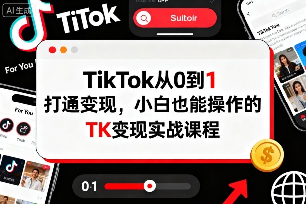 TikTok从0到1打通变现，小白也能操作的TK变现实战课程-AI学习资源网