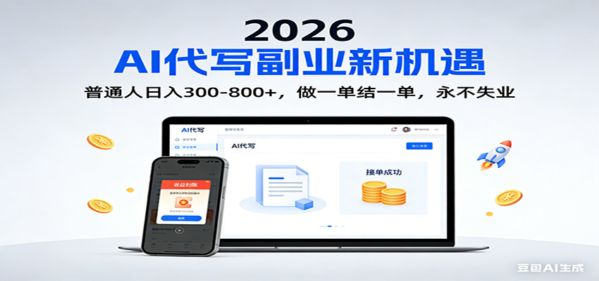2026 副业首选！AI 代写日入 300-800，普通人0门槛，做一单结一单！-AI学习资源网