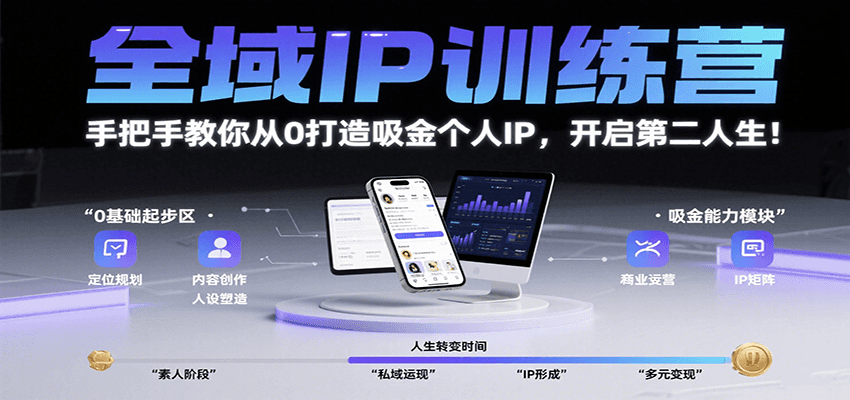 全域IP训练营，手把手教你从0打造吸金个人IP，开启第二人生！-AI学习资源网