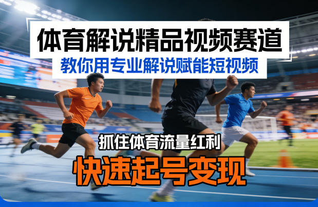 体育解说精品视频赛道，教你用专业解说赋能短视频，抓住体育流量红利，快速起号变现-AI学习资源网