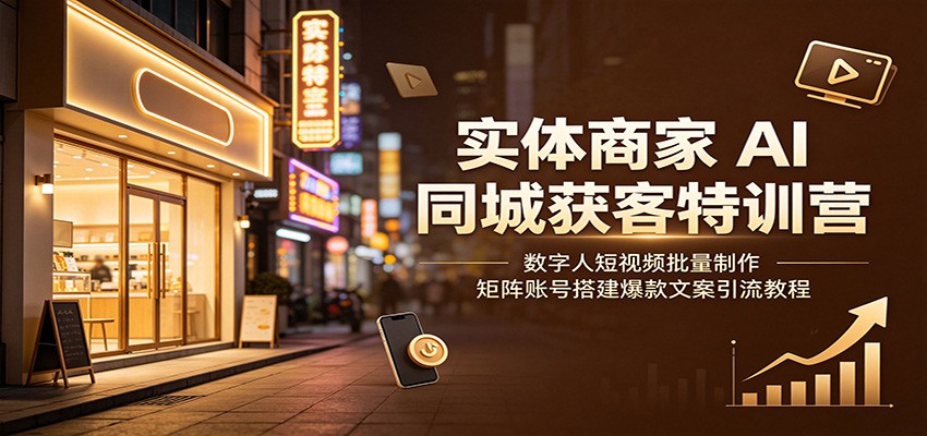 实体商家AI同城获客特训营：数字人短视频批量制作，矩阵账号搭建爆款文案引流教程-AI学习资源网