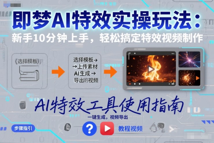 即梦AI特效实操玩法：新手10分钟上手，轻松搞定特效视频制作-AI学习资源网