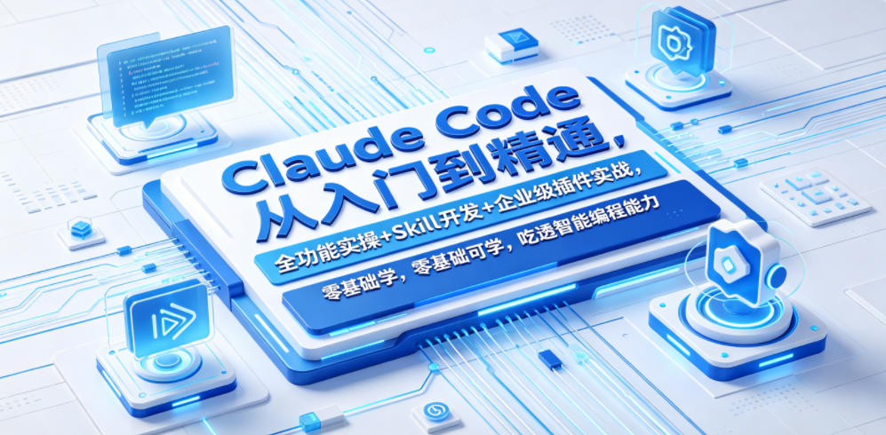 Claude Code从入门到精通，全功能实操+Skill开发+企业级插件实战，零基础可学，吃透智能编程全能力(更新0712)-AI学习资源网