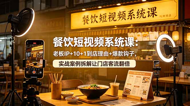 餐饮短视频系统课：老板IP+10+1到店理由+爆款钩子，实战案例拆解让门店客流翻倍-AI学习资源网