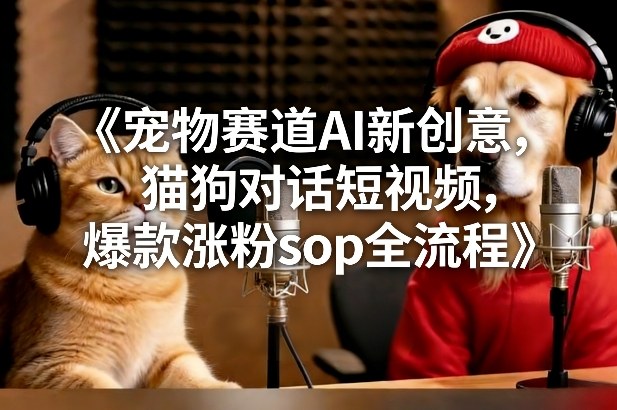 宠物赛道AI新创意，猫狗对话短视频，爆款涨粉sop全流程-AI学习资源网