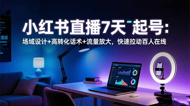 小红书直播7天起号：场域设计+高转化话术+流量放大，快速拉动百人在线-AI学习资源网