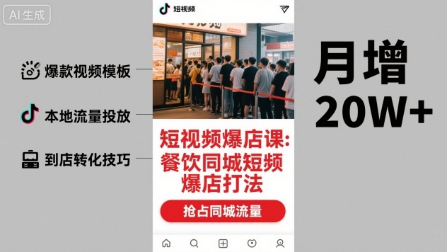 短视频爆店课，餐饮同城短视频爆店打法-AI学习资源网