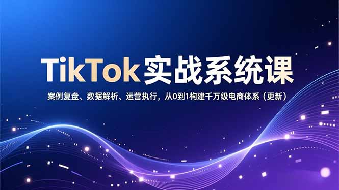 TikTok实战系统课，案例复盘、数据解析、运营执行，从0到1构建千万级电商体系(更新-AI学习资源网