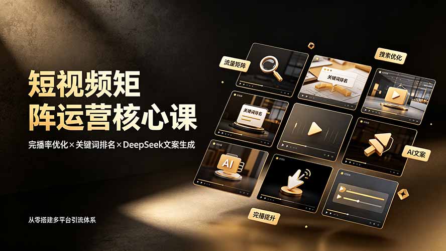 短视频矩阵运营核心课:完播率优化×关键词排名×DeepSeek文案生成,从零搭建多平台引流体系-AI学习资源网
