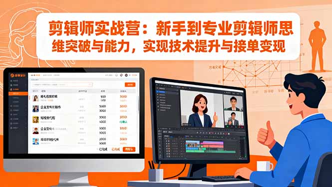 剪辑师实战营：新手到专业剪辑师思维突破与能力，实现技术提升与接单变现-AI学习资源网