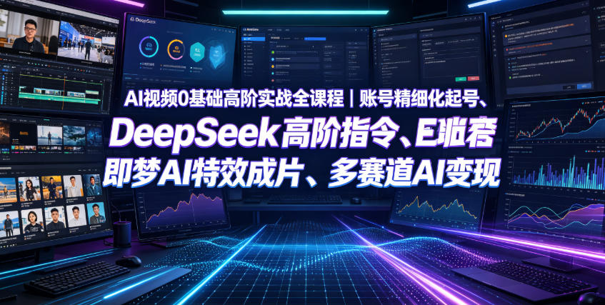 AI视频0基础高阶实战全课程｜账号精细化起号、DeepSeek高阶指令、即梦AI特效成片、多赛道AI短视频量产变现-AI学习资源网