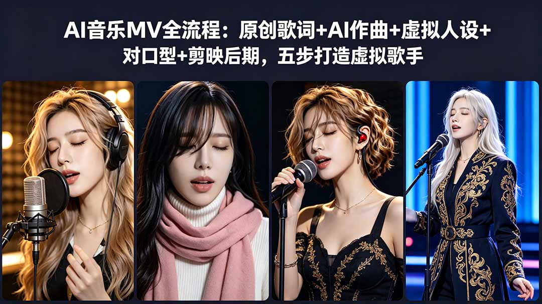 AI音乐MV全流程：原创歌词+AI作曲+虚拟人设+对口型+剪映后期，五步打造虚拟歌手-AI学习资源网