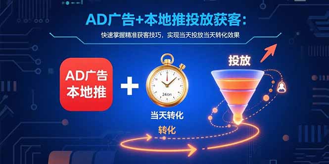 AD广告+本地推投放获客：快速掌握精准获客技巧，实现当天投放当天转化效果-AI学习资源网
