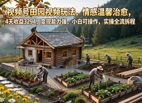 视频号田园视频玩法，情感温馨治愈，4天收益3294，变现能力强，小白可操作，实操全流程拆解-AI学习资源网