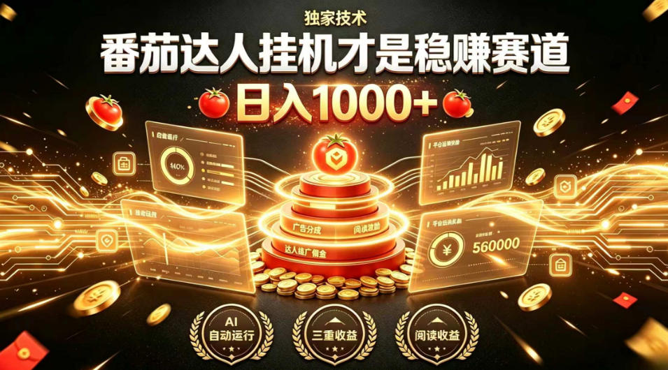 别再瞎找副业！番茄达人挂G才是稳賺赛道，日入1000+，全程傻瓜式操作，可矩阵放大【揭秘】-AI学习资源网
