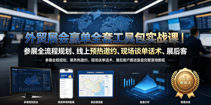 外贸展会赢单全套工具包实战课｜参展全流程规划、线上预热邀约、现场谈单话术、展后客户跟进复盘完整落地教程-AI学习资源网