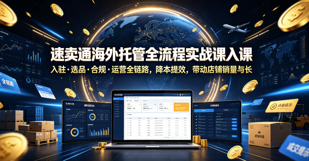 速卖通海外托管全流程实战课入驻・选品・合规・运营全链路，降本提效，带动店铺销量与收益增长-AI学习资源网