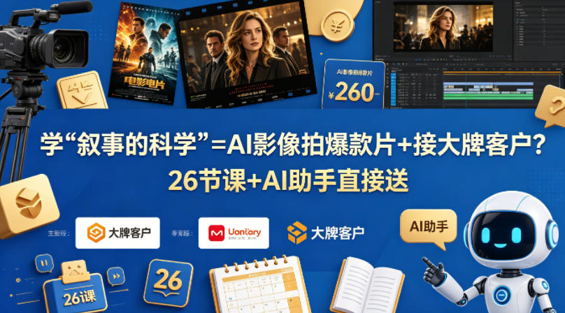 学《叙事的科学》=AI影像拍爆款片+接大牌客户？26节课+AI助手直接送【原创双语字幕】-AI学习资源网