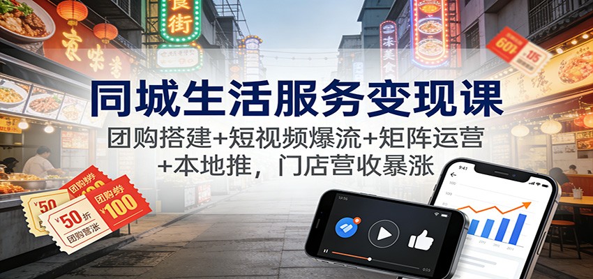 同城生活服务变现课:团购搭建+短视频爆流+矩阵运营+本地推,门店营收暴涨-AI学习资源网