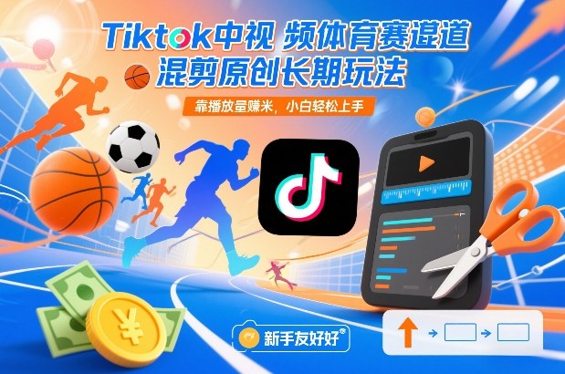 Tiktok中视频体育赛道混剪原创长期玩法，靠播放量賺米，小白轻松上手-AI学习资源网