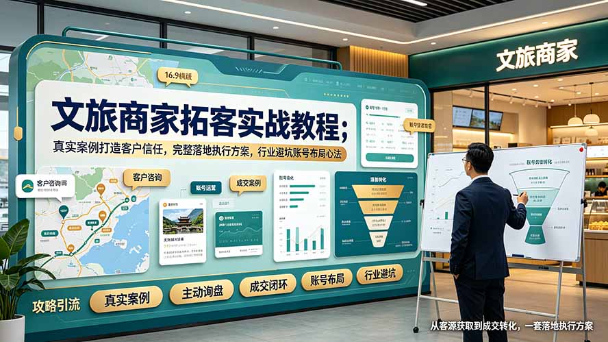 文旅商家拓客实战教程;真实案例打造客户信任,完整落地执行方案,行业避坑账号布局心法-AI学习资源网