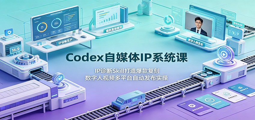 Codex自媒体IP系统课：IP诊断Skill打造爆款复刻，数字人视频多平台自动发布实操-AI学习资源网