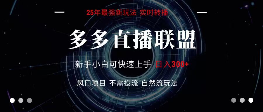 多多直播联盟 全新玩法 单机单日变现300+不要求电脑配置 玩法简单暴力-AI学习资源网