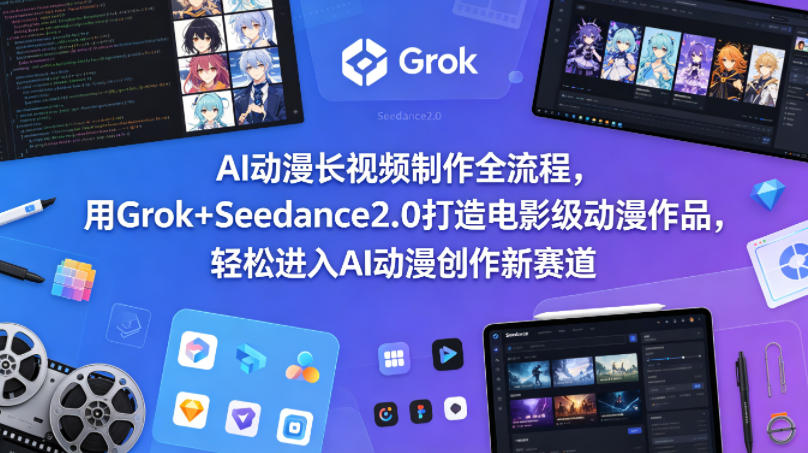 AI动漫长视频制作全流程，用Grok+Seedance2.0打造电影级动漫作品，轻松进入AI动漫创作新赛道-AI学习资源网