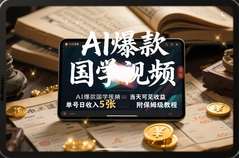 AI爆款国学视频，独家起号方法，小白直接上手，当天可见收益，单号日收入5张+附保姆级教程-AI学习资源网