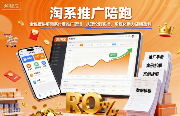 淘系推广陪跑，全维度讲解淘系付费推广逻辑，从理论到实操，系统化助力店铺盈利-AI学习资源网