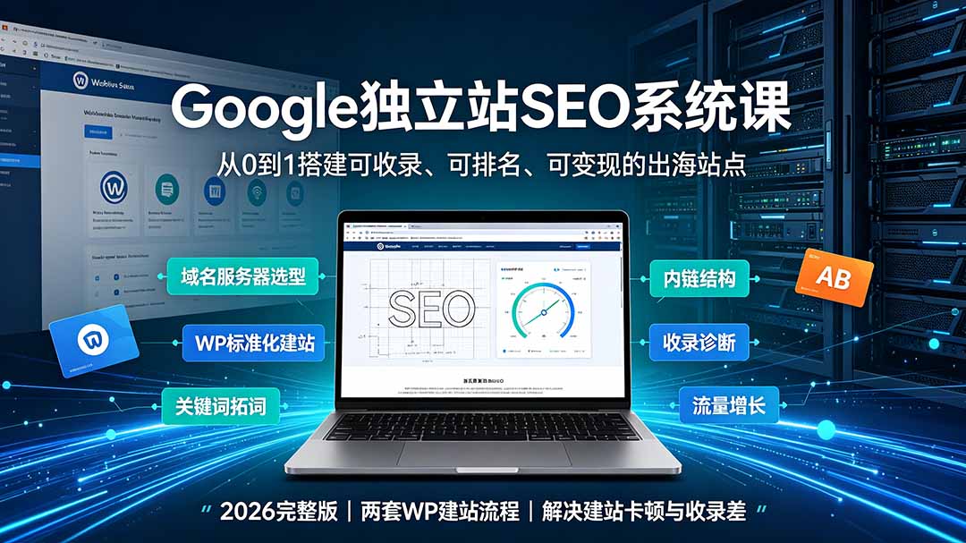 Google独立站SEO-7月系统课:出海基建×WordPress建站×AI内容生产×站内外优化×Search Console×AdSense变现-AI学习资源网