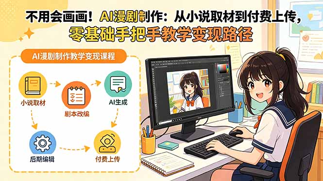 不用会画画！AI漫剧制作：从小说取材到付费上传，零基础手把手教学变现路径-AI学习资源网