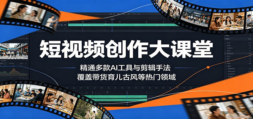 短视频创作大课堂：精通多款AI工具与剪辑手法，覆盖带货、育儿、古风等热门领域-AI学习资源网