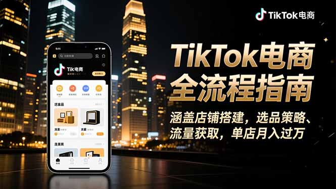 TikTok电商全流程指南,涵盖店铺搭建、选品策略、流量获取,单店月入过万-AI学习资源网